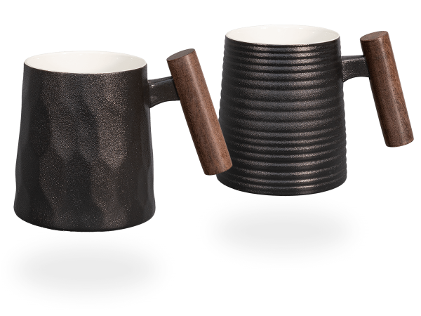 Teetassen / Kaffeetassen Set "Negra" 400ml, Porzellan