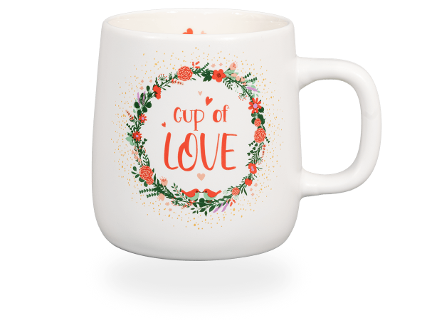 Könitz Tasse "Cup of Love" 395ml, Bone China Porzellan. Teetasse / Kaffeetasse buntes Design