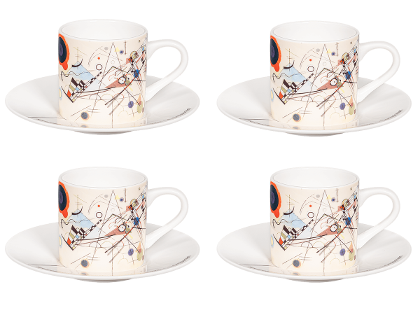 Könitz Espressotasse "Kandinsky Komposition 8" 65ml. Kaffeetasse modern mit Untertasse.